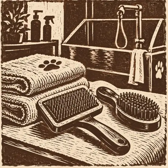 Illustration of pet care businesses equipment and workspace